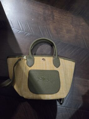 Longchamp Olive Green Leather Tote with Gold Hardware